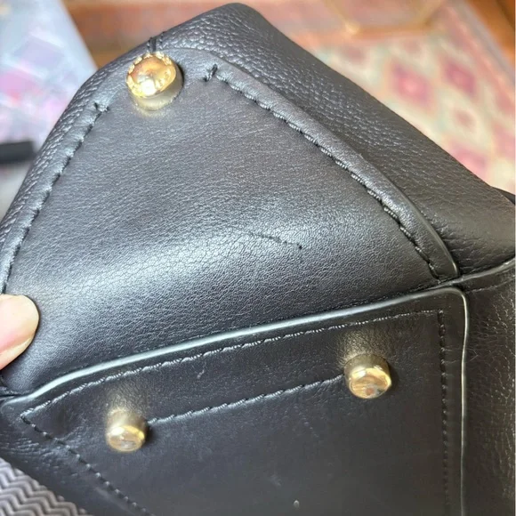 Black Coach Grace satchel with gold dowel accents - wear or repair style B1957 - Picture 11 of 12